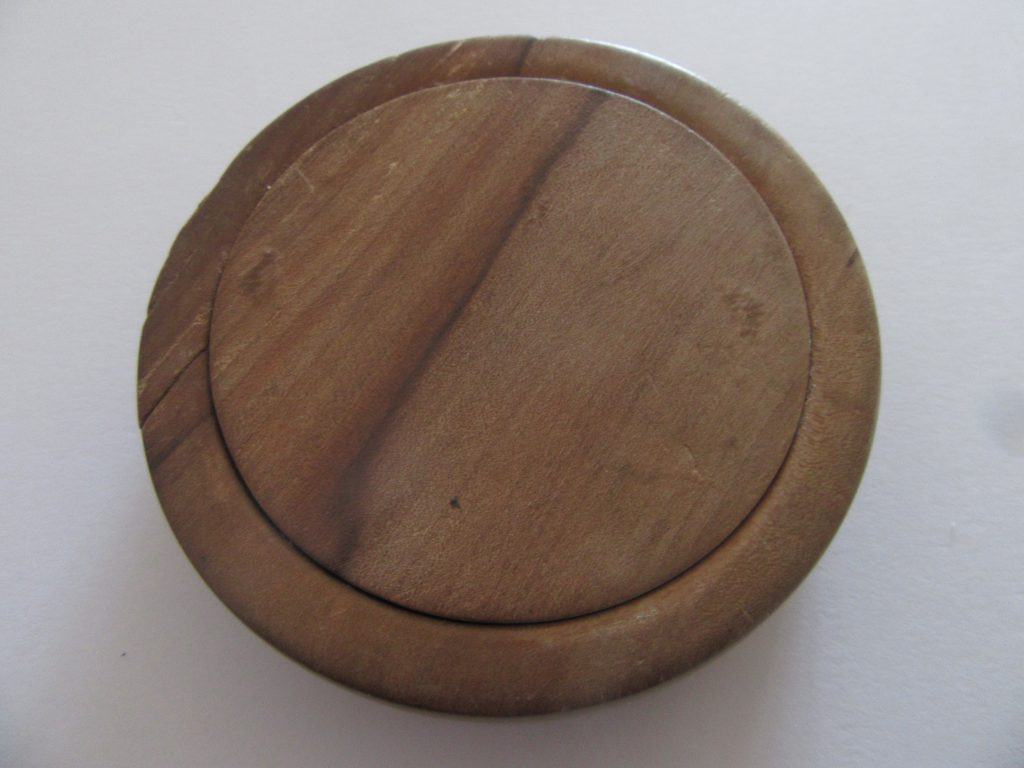 Handsize compact circle Wooden crafted hand mirror