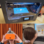 3D Printer VR Headset and Child at a computer