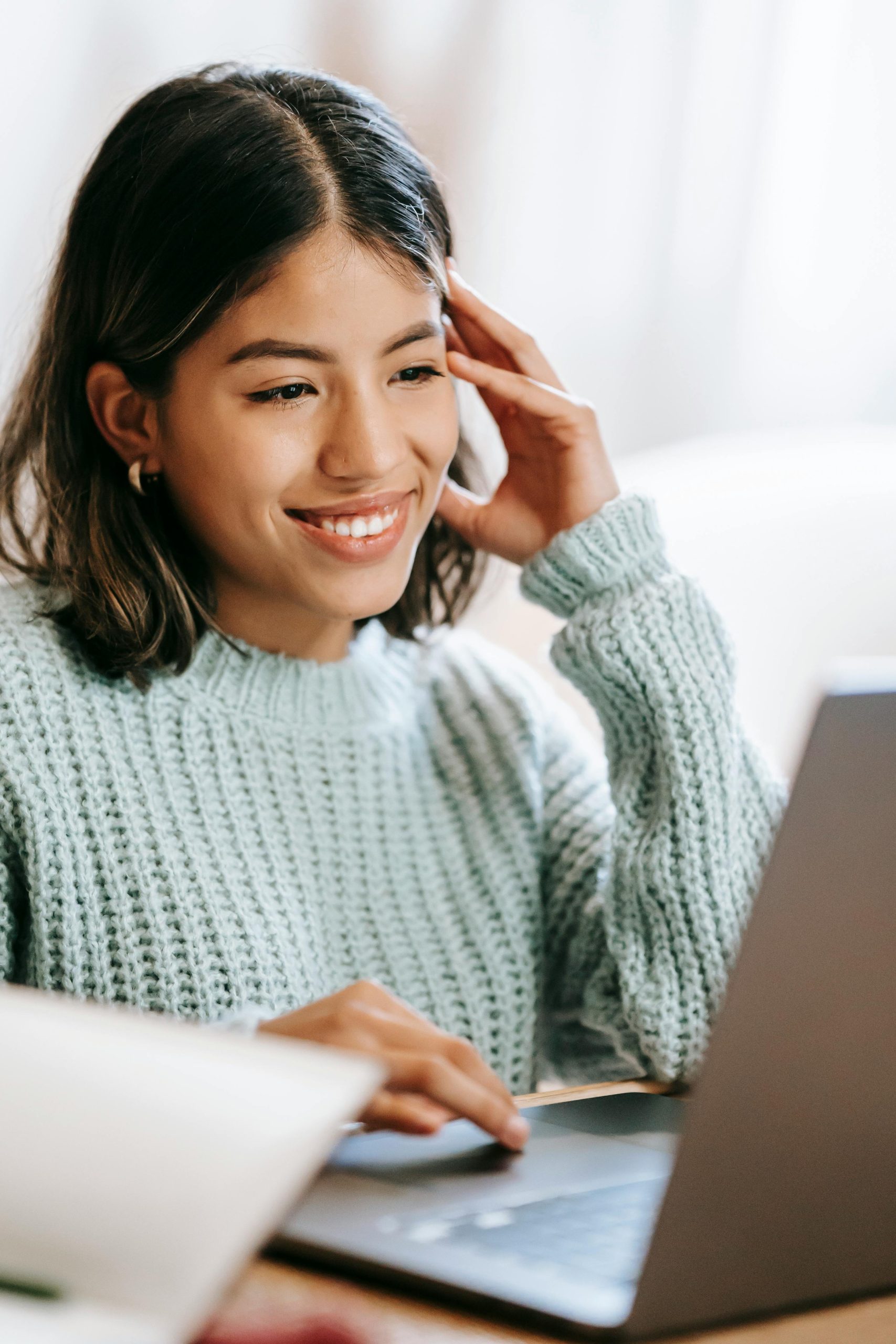 Female working on a laptop computer