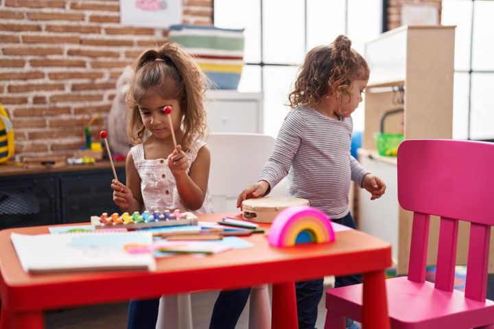 Children playing at table